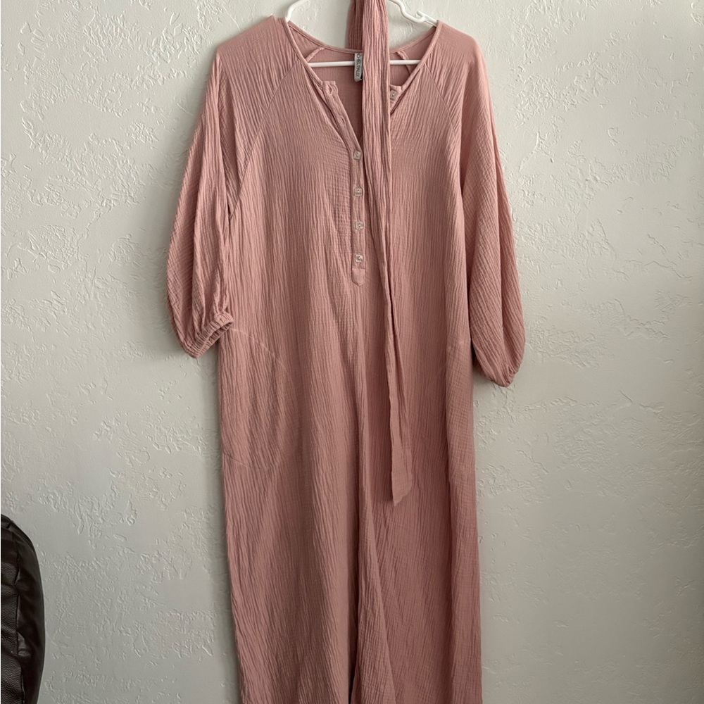 Pink Button-Up Maxi Dress